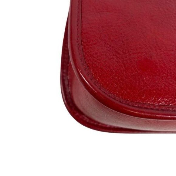 New Brighton Red Leather Shoulder Tote Bag Purse Silver Chain Floral Vine Accent - Picture 13 of 16